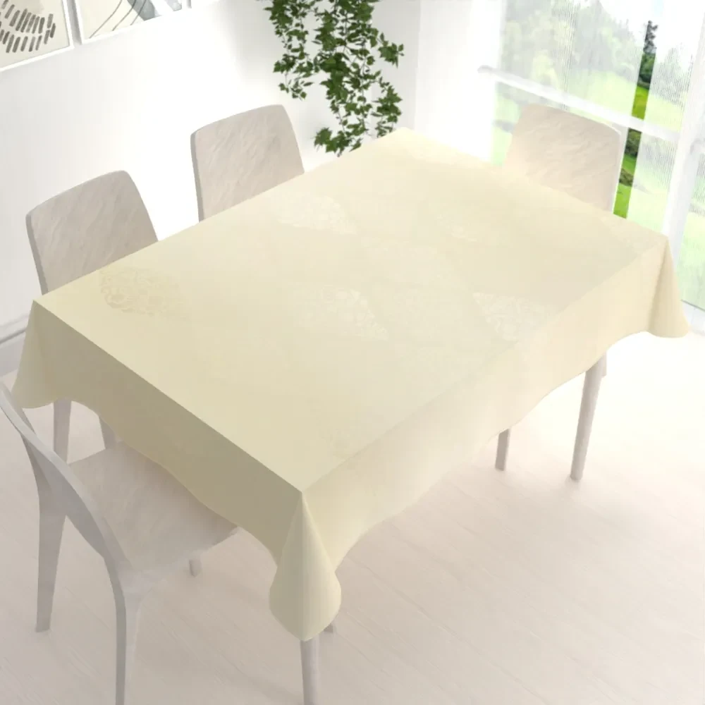 Biante Teflónový obdĺžnikový obrus TF-104 Svetlo vanilkový zámocký vzor 120x200 cm