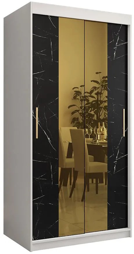 Skriňa Platinum T1 100 biely mramor/čierna