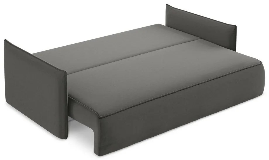 Tmavosivá zamatová rozkladacia/s úložným priestorom pohovka 225 cm Hula – Makamii