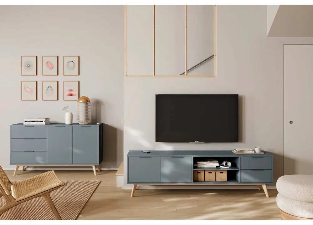 TV stolík sivozelený 180x53x40 cm Pisco – Marckeric