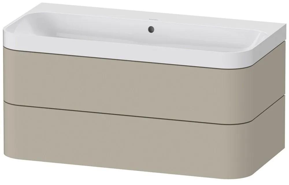 DURAVIT Happy D.2 Plus c-shaped závesná skrinka s nábytkovým umývadlom bez otvoru, 2 zásuvky, 975 x 490 x 480 mm, taupe matná lakovaná, HP4348N6060