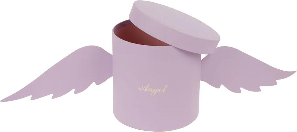 Kvetinový papierový box s krídlami Angel farba fialová 18x18cm