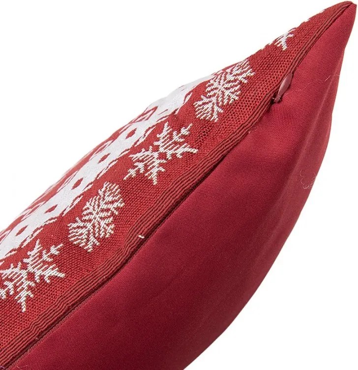 Červený vankúš s vločkami - 45*45*4 cm