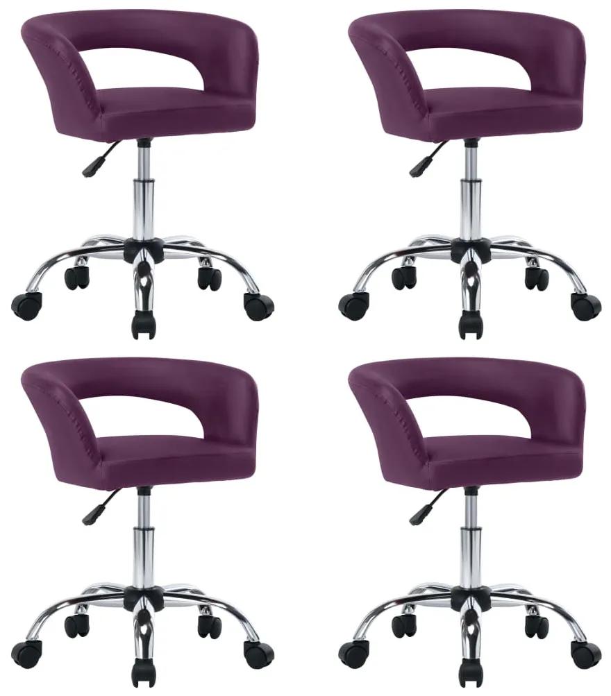 Jedálenské stoličky 4 ks fialové umelá koža