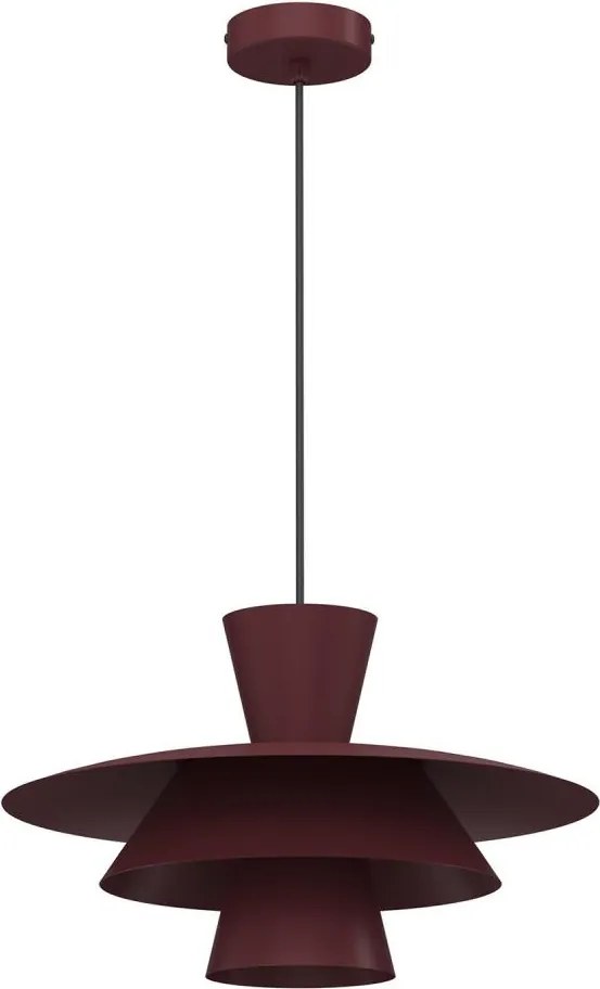 Závesný luster PLATO na lanku 1xE27/15W/230V bordová