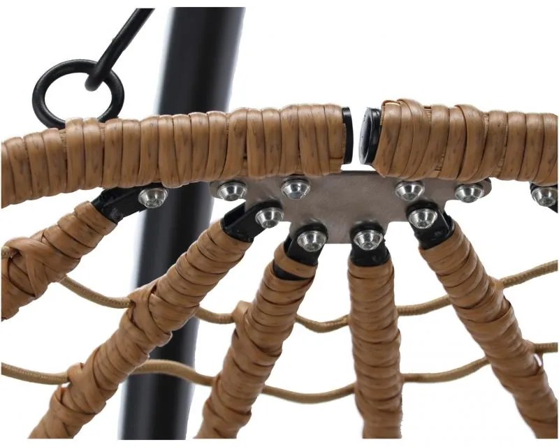 Závesné kreslo Garden Line béžovej farby s béžovým vankúšom a čiernym rámom FAT9100