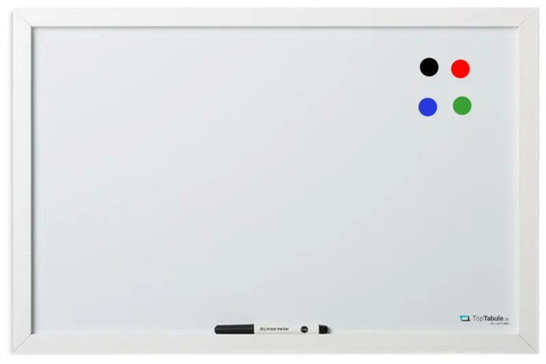 Toptabule.sk MTDR6040BBR Biela magnetická tabuľa v bielom drevenom ráme 60x40cm /