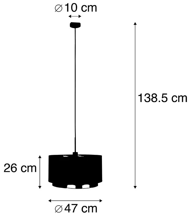 Moderné závesné svietidlo čierne so zlatom 47 cm Duo tienidlo - Combi