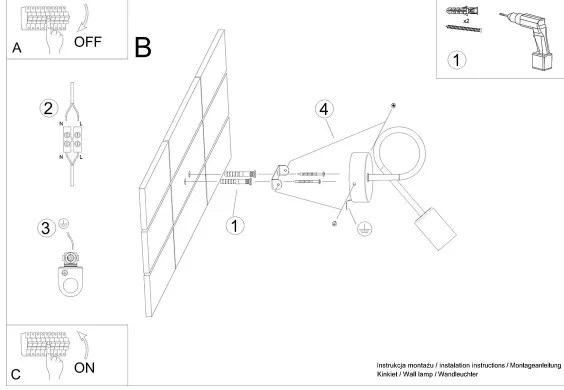 Sollux SL.1454 - Nástenná lampa LEVAR 1xE27/15W/230V čierna