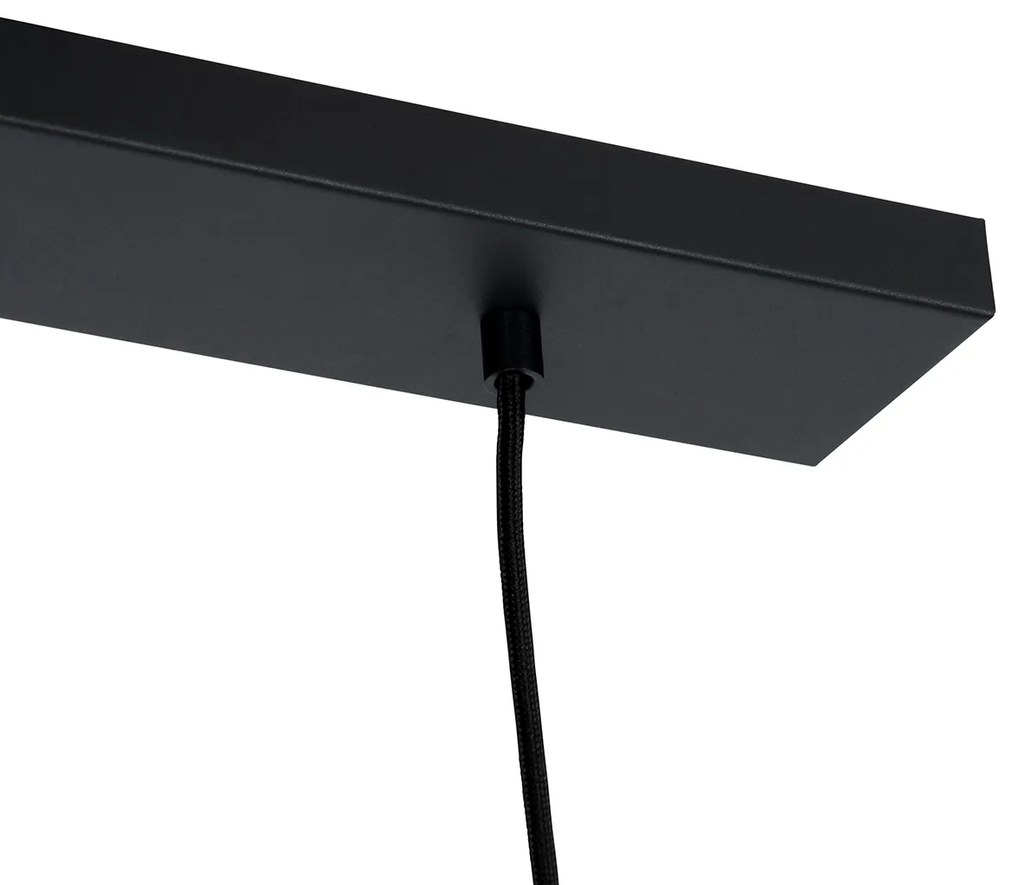 Retro závesné svietidlo čierne s čírym sklom obdĺžnikové 3-svetlo - Eclipse