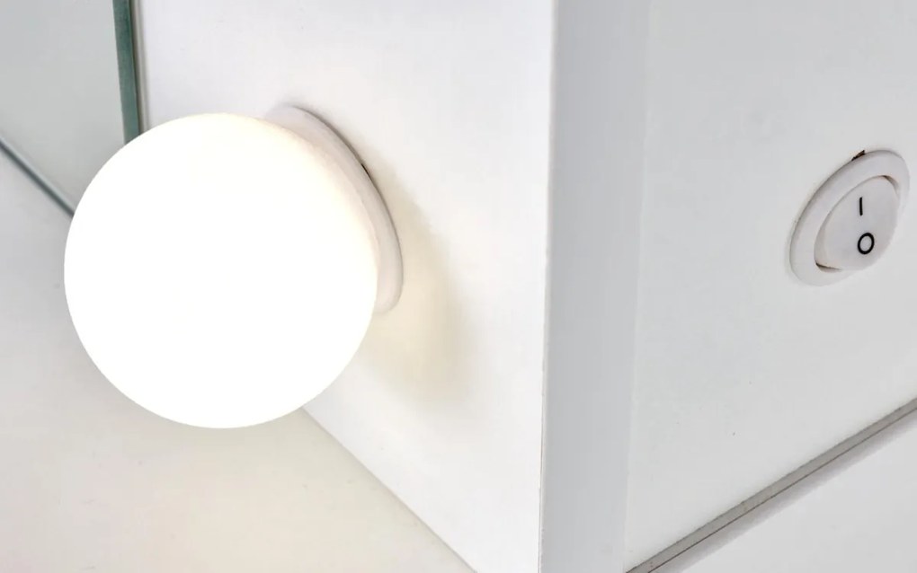 Toaletní stolek HOLLYWOOD s LED osvětlením 120 cm bílý