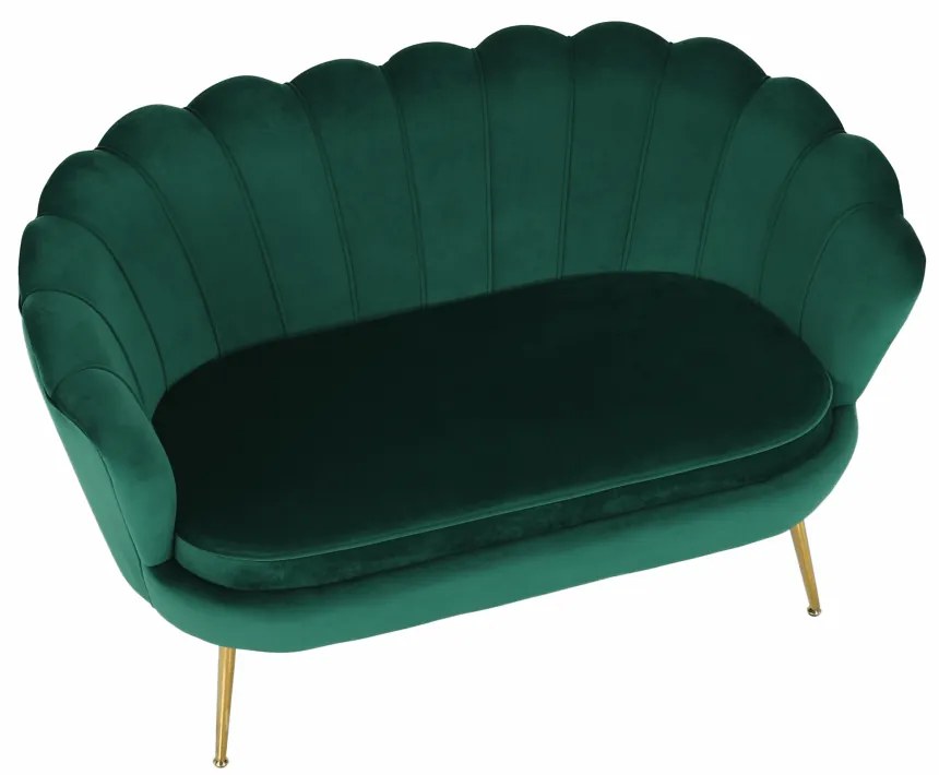 Lavica v štýle Art-deco, smaragdová Velvet látka/gold chróm-zlatý, NOBLIN