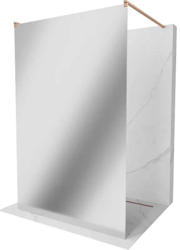 Mexen Kioto, sprchová zástena Walk-In 100 x 200 cm, 8mm sklo vzor zrkadlo, medený matný profil, 800-100-002-65-50