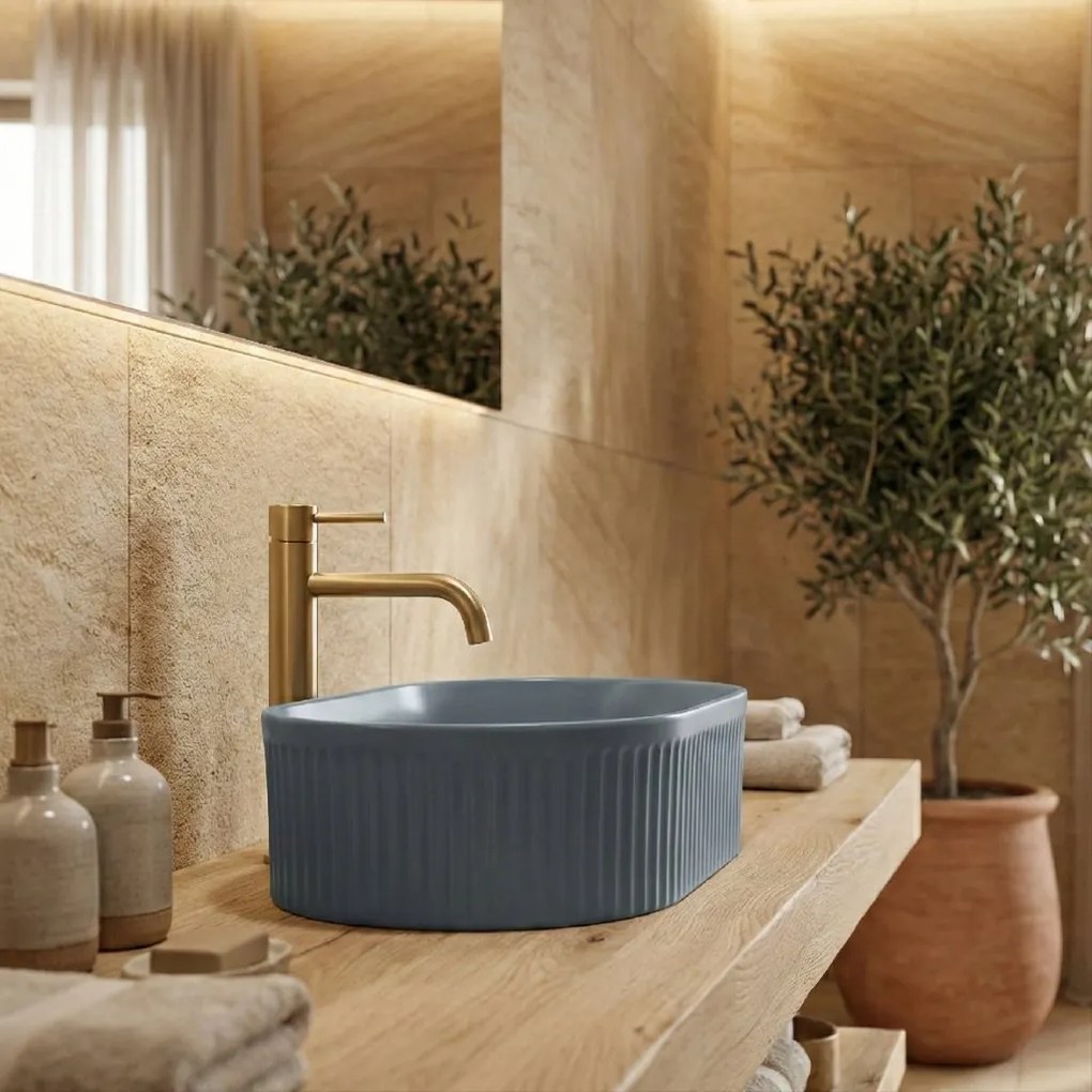 Rea Vanda Blueberry, umývadlo na dosku 490x310x130 mm, modrá matná, REA-U3535