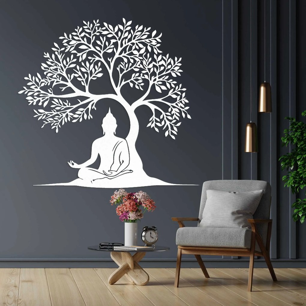Drevená dekorácia Budha a strom života - MEARNE: Preglejka Topoľ - Honey 3071 40 cm 4530-100234 PR0546