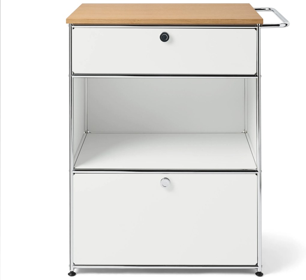 Kovová kávová komoda »CN3« s 2 zásuvkami, biela