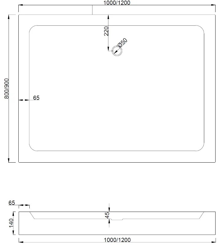 Mexen Rio, obdĺžniková sprchová vanička 120x90x14 cm + chrómový sifón, biela, 45109012