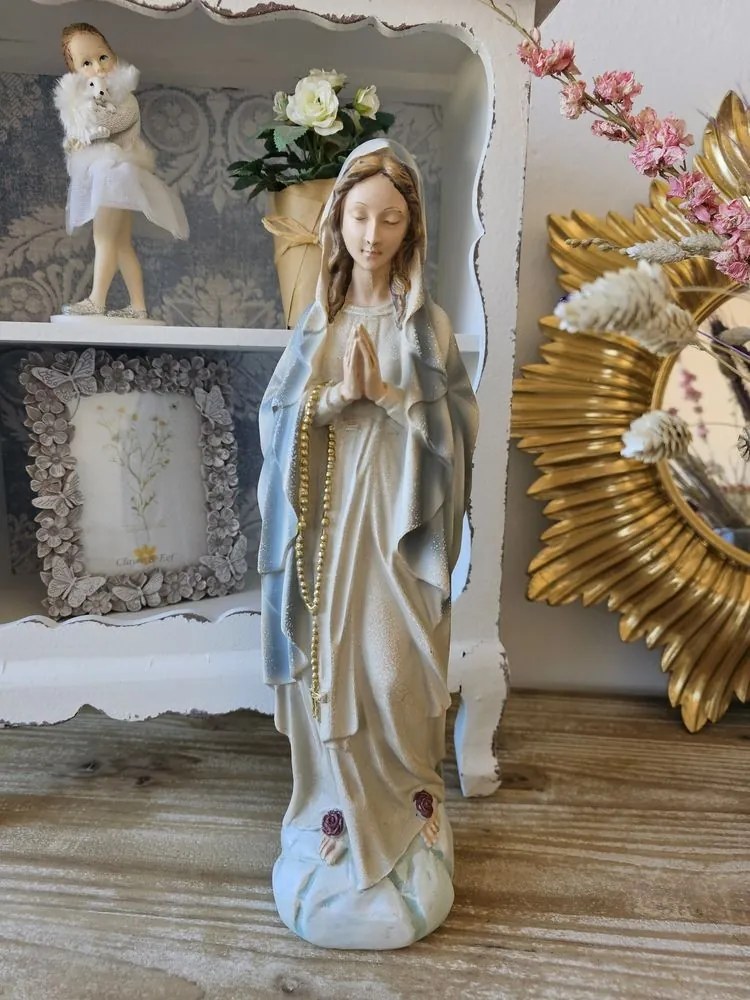 Modro-šedá dekorácia soška bábiky Márie - 11*8*35 cm