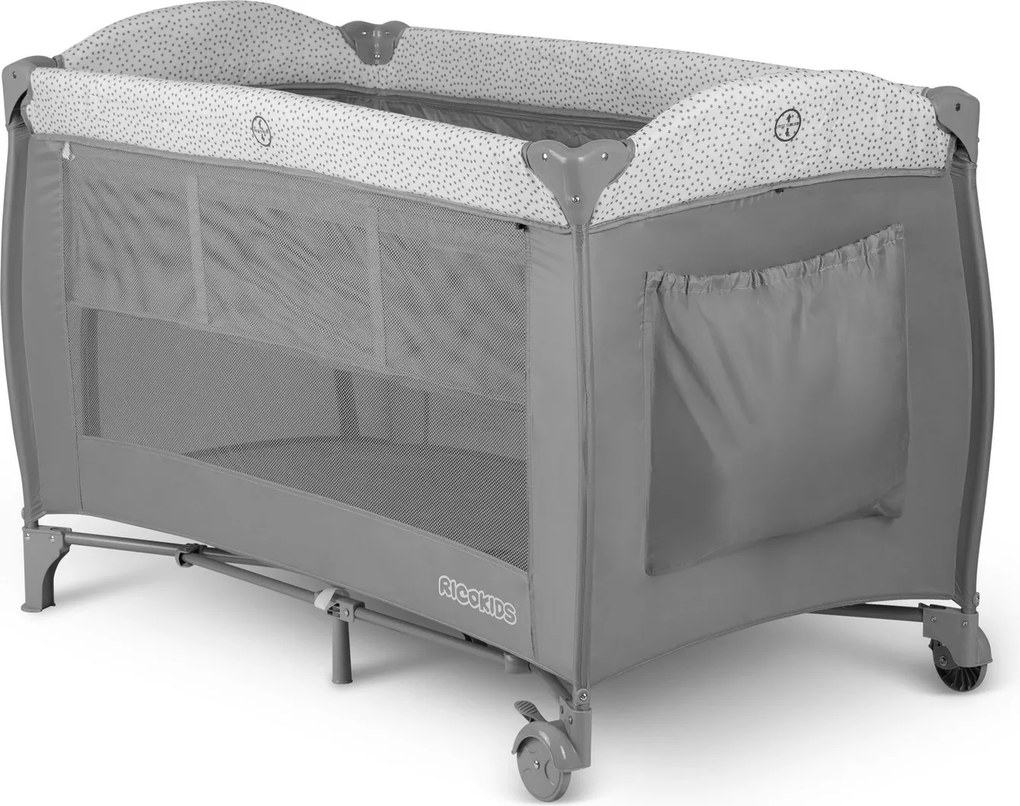 Ricokids Cestovná postieľka + matrac + taška 125x65x78cm RK-242 sivá