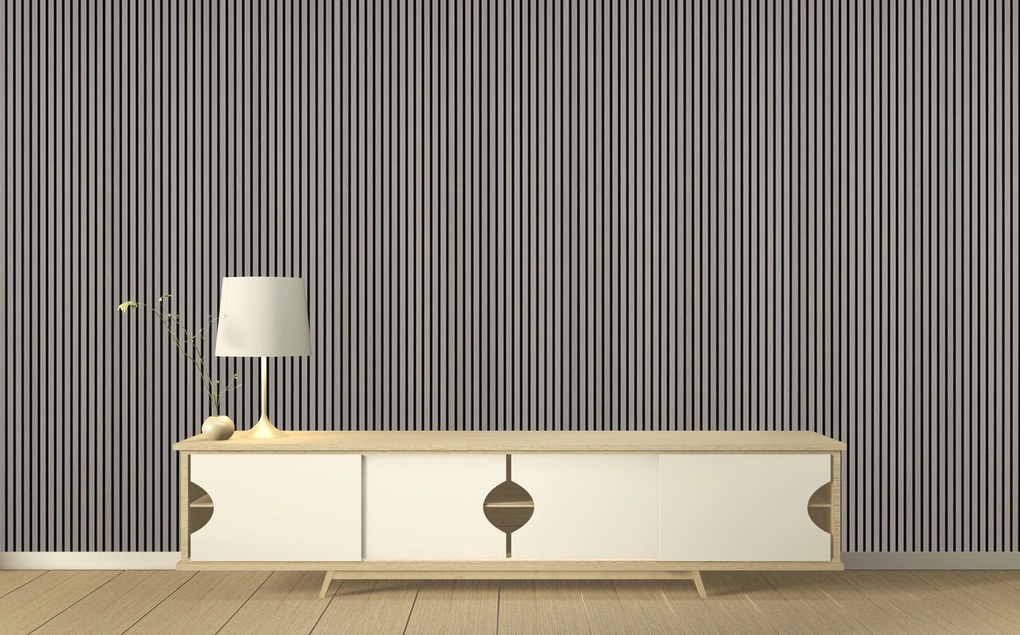 Drevený akustický panel, 2400 x 600 mm, čierny podklad, dub grafitový