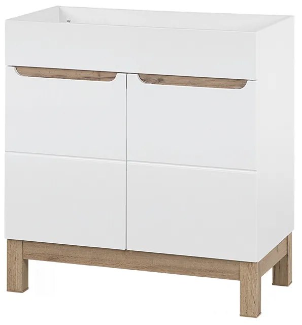 Kúpeľňová zostava Bali 80 cm so zápustným umývadlom, skrinkami a zrkadlom dub wotan/biela