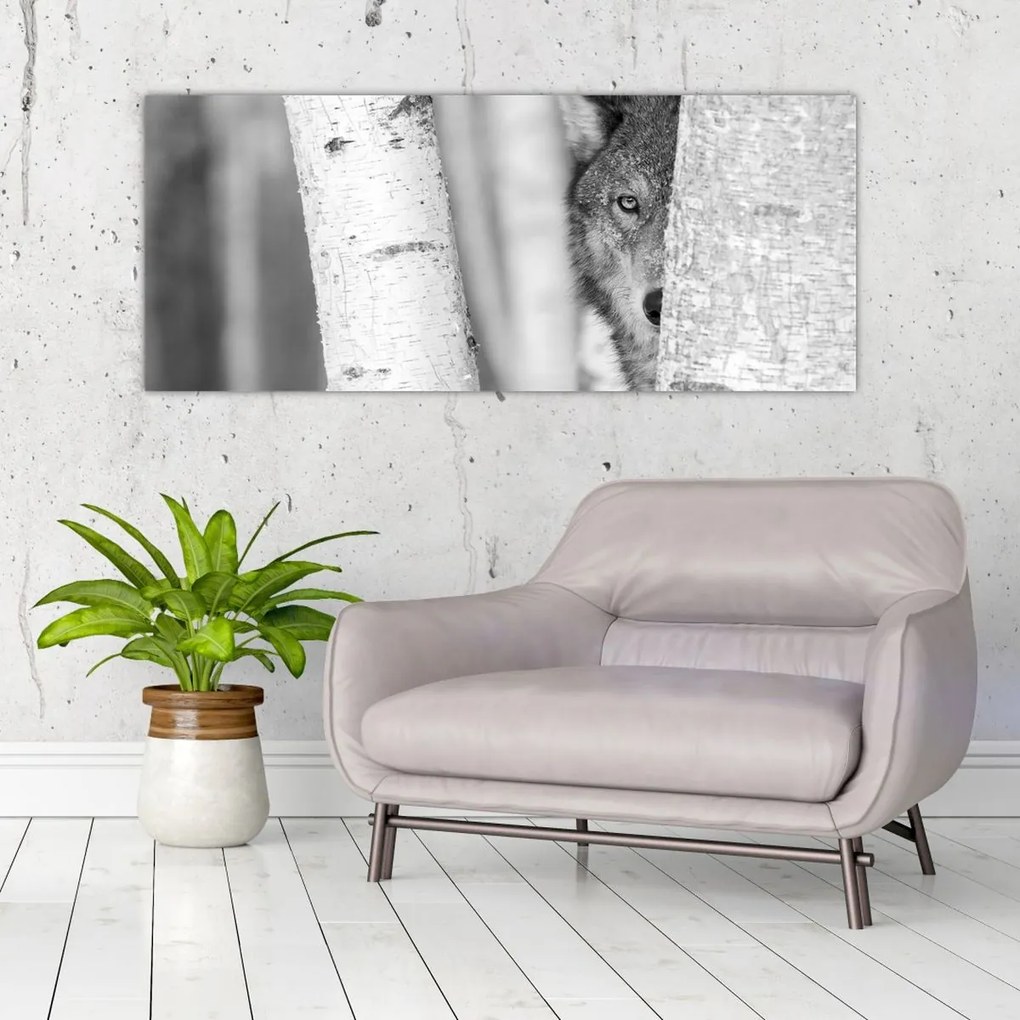 Obraz - Vlk v lese (120x50 cm)
