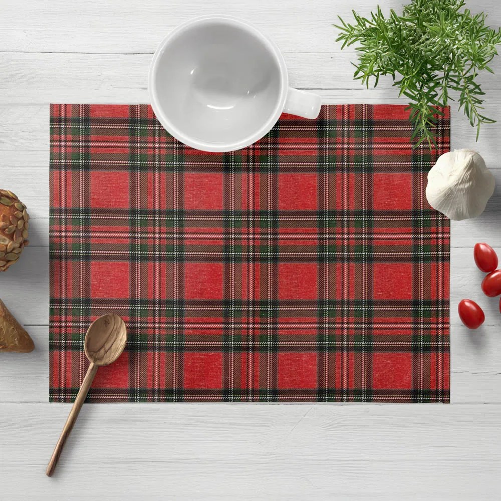 Biante Vianočné dekoračné prestieranie na stôl PML-078 Červeno-zelené káro 30x40 cm