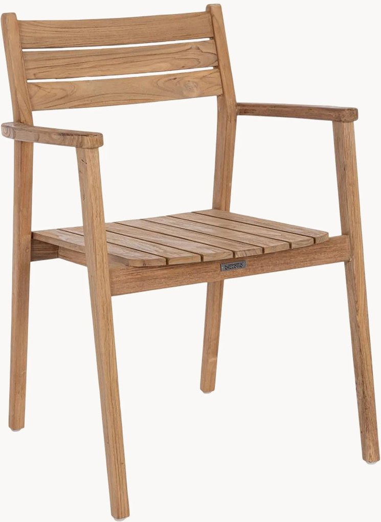 Stohovateľné záhradné jedálenské stoličky's opierkami z tíkového dreva Adriel, 2 ks