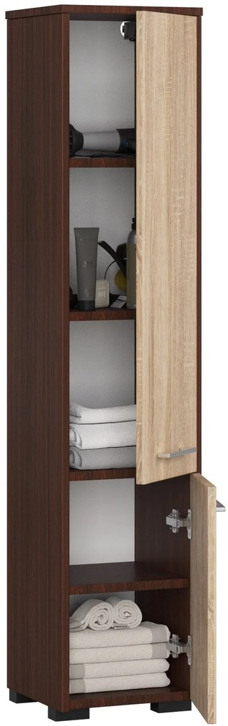 Kúpeľňová skrinka Farid TYP4 (wenge + dub sonoma). Akcia -15%. Vlastná spoľahlivá doprava až k Vám domov. 1069768