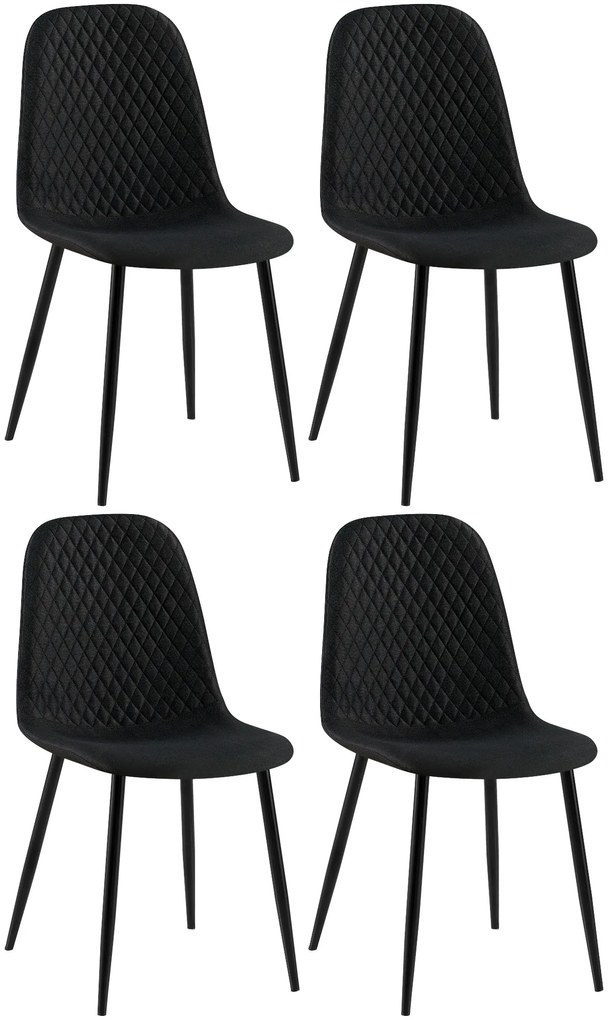4x Stolička Giverny látka - čierna