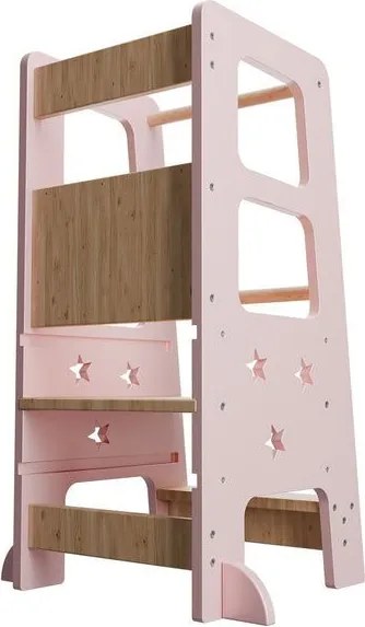 Rastúca detská učebná veža, ružová, výškovo nastaviteľná