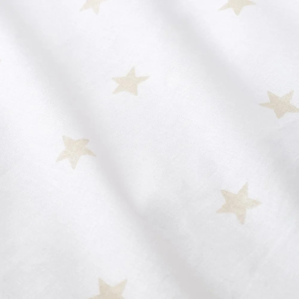 Biela/béžová napínacia bavlnená detská plachta na jednolôžko 90x190 cm Mini Star &amp; Stripes – Bianca