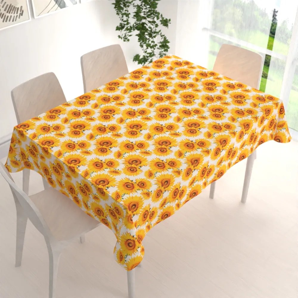 Biante Dekoračný obdĺžnikový obrus PML-102 Slnečnice na bielom 80x120 cm