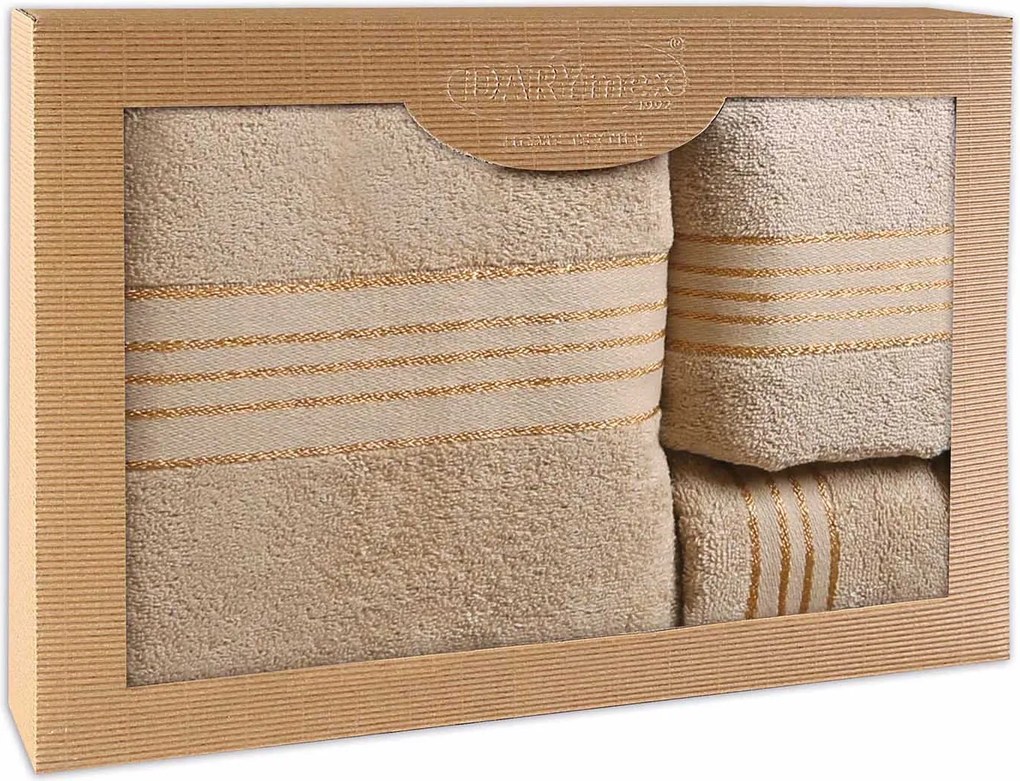 BAVLNENÉ UTERÁKY TIWANO SADA 1 KS 30X50 CM, 1 KS 50X90 CM, 1 KS 70X140 CM CAPPUCCINO