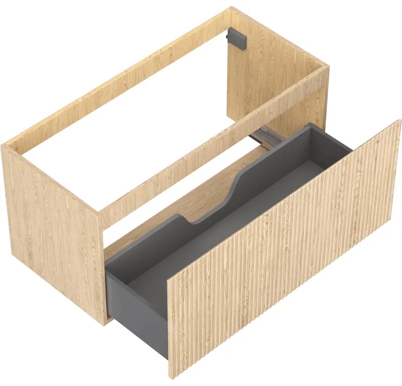 Mexen Rivel, kúpeľňová skrinka 100 cm, 1 zásuvka, drážkovaná, dub, 91A20-10047-1-BF81