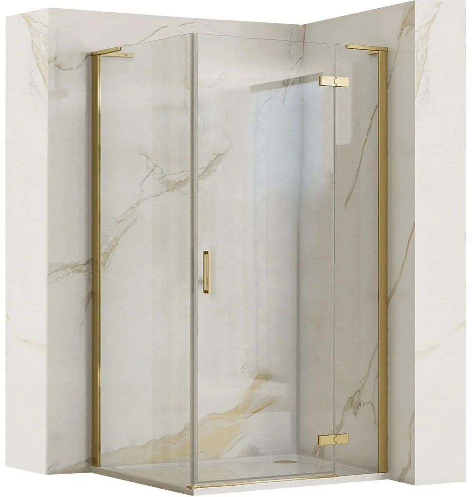 Rea Hugo, 1-krídlová sprchová kabína 100(dvere) x 80(stena) x 200,5 cm, zlatá matná, KPL-K8415