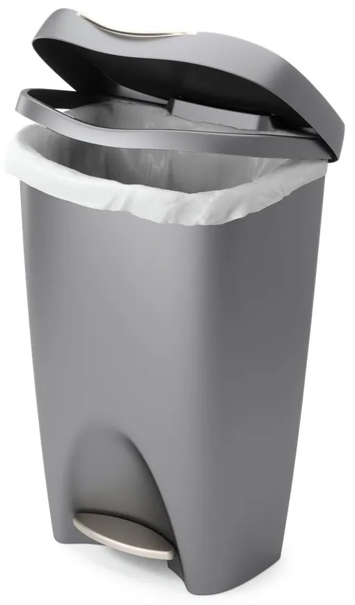 Sivý nášľapný plastový odpadkový kôš 50 l Brim – Umbra