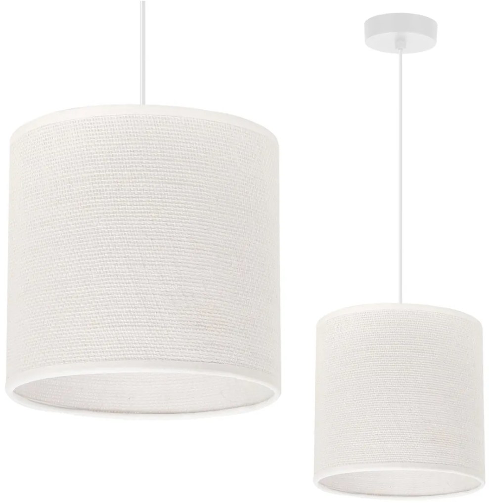 Závesné svietidlo Juta, 1x biele jutové tienidlo, (fi 15cm), w