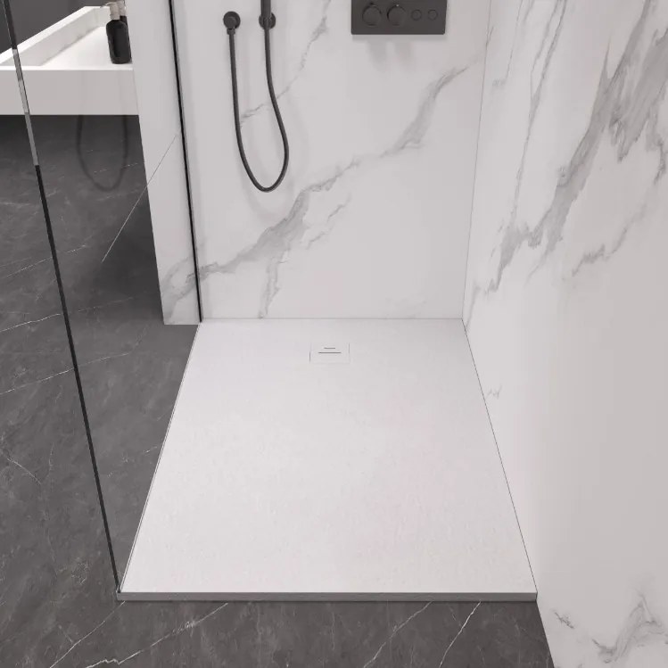 Erga Hyper, SMC sprchová vanička 120x70x2,6 cm + sifón, biela matná, ERG-V06-SMC-7012S-WH