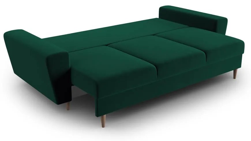 Zelená zamatová rozkladacia/s úložným priestorom pohovka 235 cm Kyoto – Cosmopolitan Design