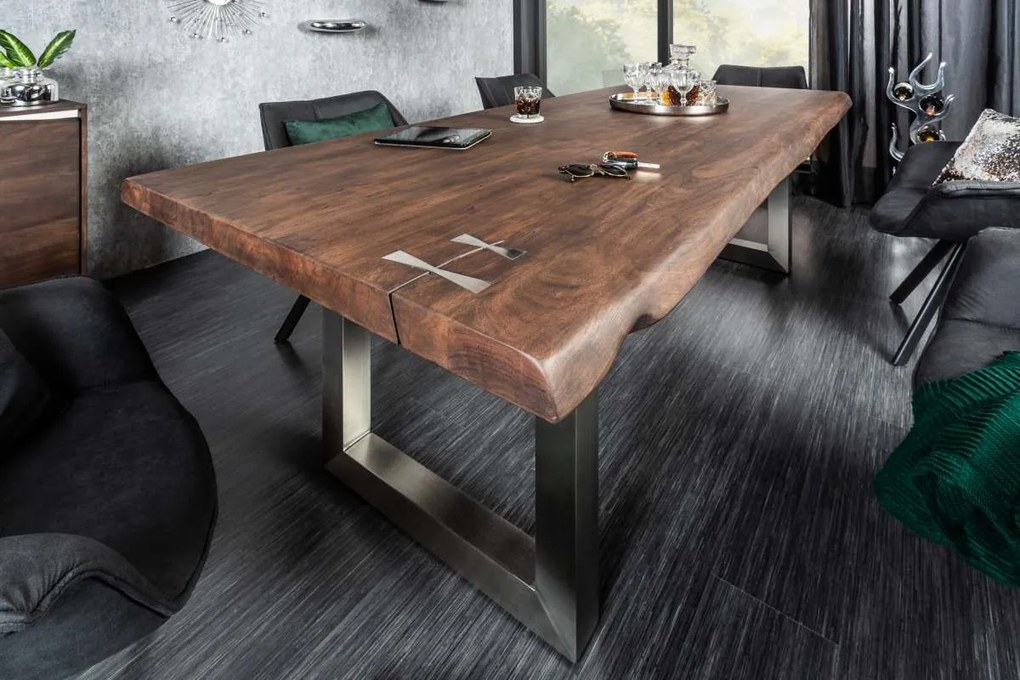 Dizajnový jedálenský stôl Massive Artwork, 220 cm, akácia