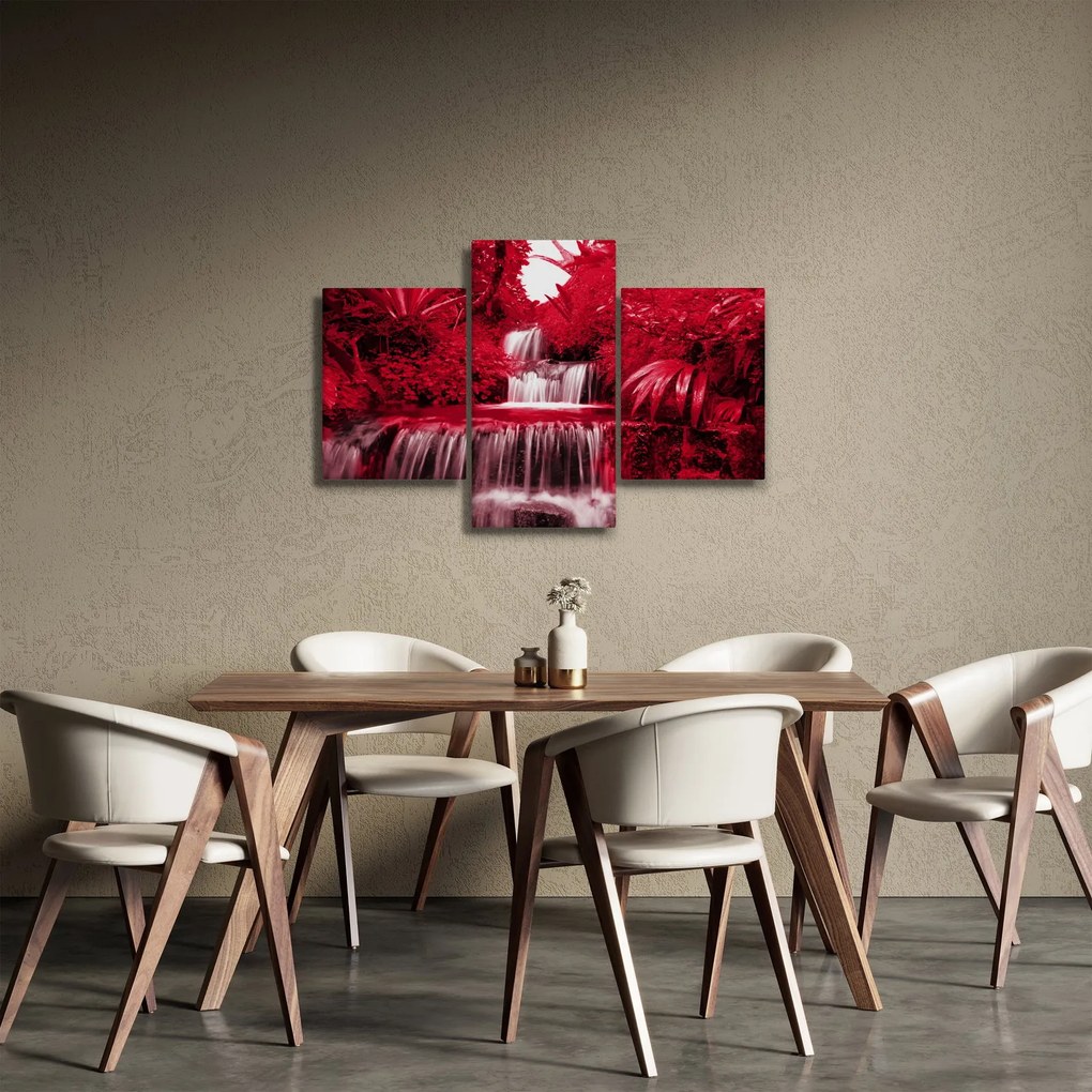 Obraz - Indonézske vodopády v červenej (90x60 cm)