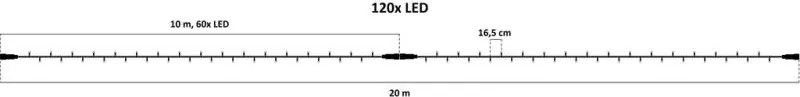DECOLED LED světelný řetěz 20 m, teple bílá, 120 diod, IP67