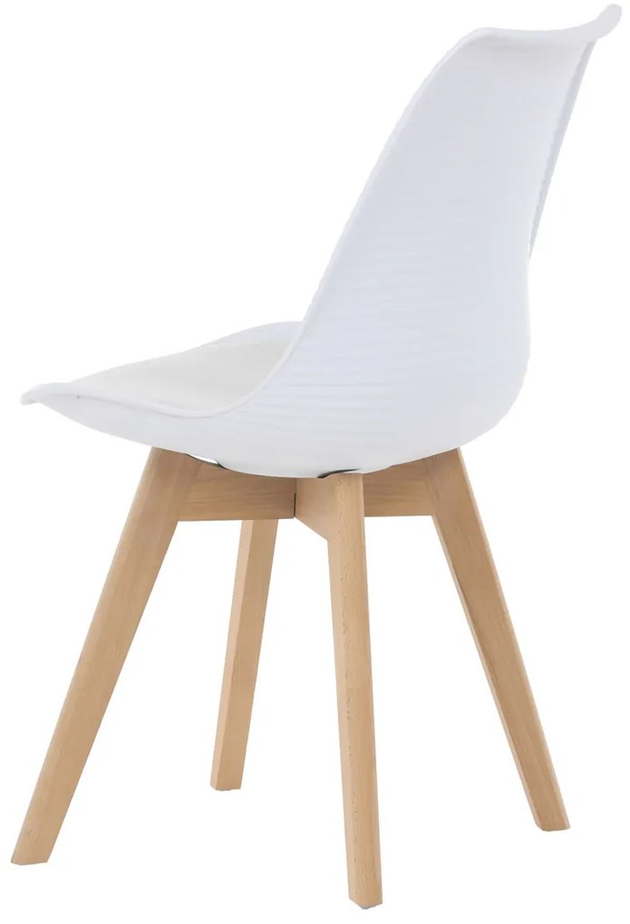 Autronic - Židle jídelní, bílá plastová skořepina, sedák bílá látka, masiv přírodní buk - CT-X7056 WT AKCE