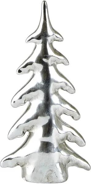 Dekoratívna porcelánová soška v striebornej farbe KJ Collection Snowy Tree Silver, výška 15 cm