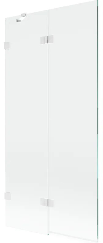 Mexen Lunar, 2-krídlová vaňová zástena ľavá 90 x 150 cm, číre sklo, biela, 897-090-100-20-00-L