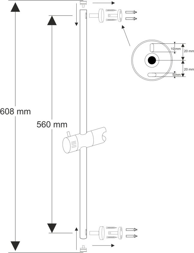 Mereo Mereo, Posuvný držiak sprchy 60 cm, MER-CB910A