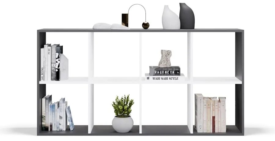 Regál Malax 2x4 147 cm antracit/bílý