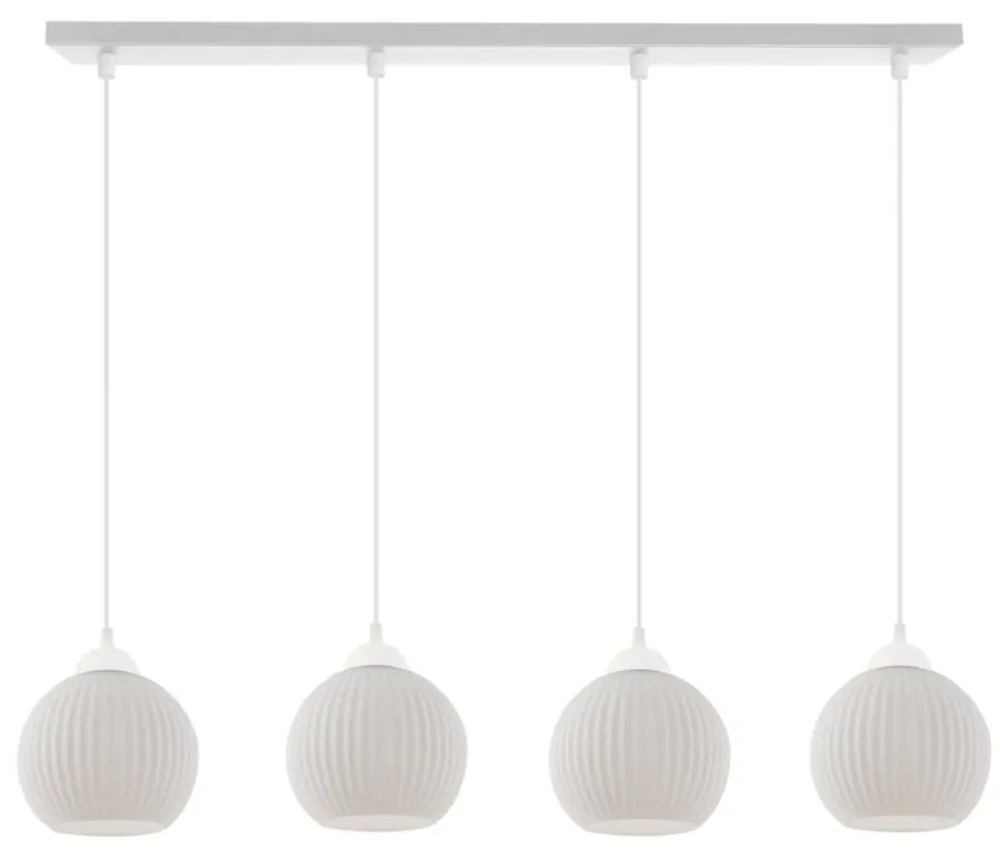 Závesné svietidlo Riffle Round, 4x biele sklenené tienidlo, w