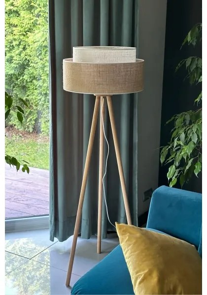 Duolla - Stojacia lampa YUTE BOHO 1xE27/15W/230V pr. 45 cm hnedá/krémová